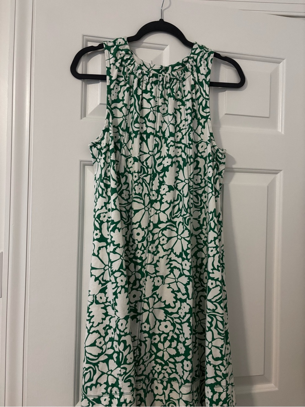 LOFT Green & White Floral Sleeveless Sundress